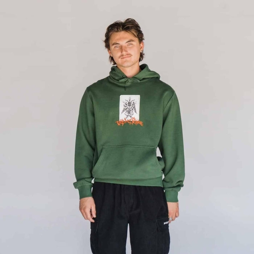 Welcome Skateboards Coagula Baphomet Tyvek Patch Hoodie Dark Green Small
